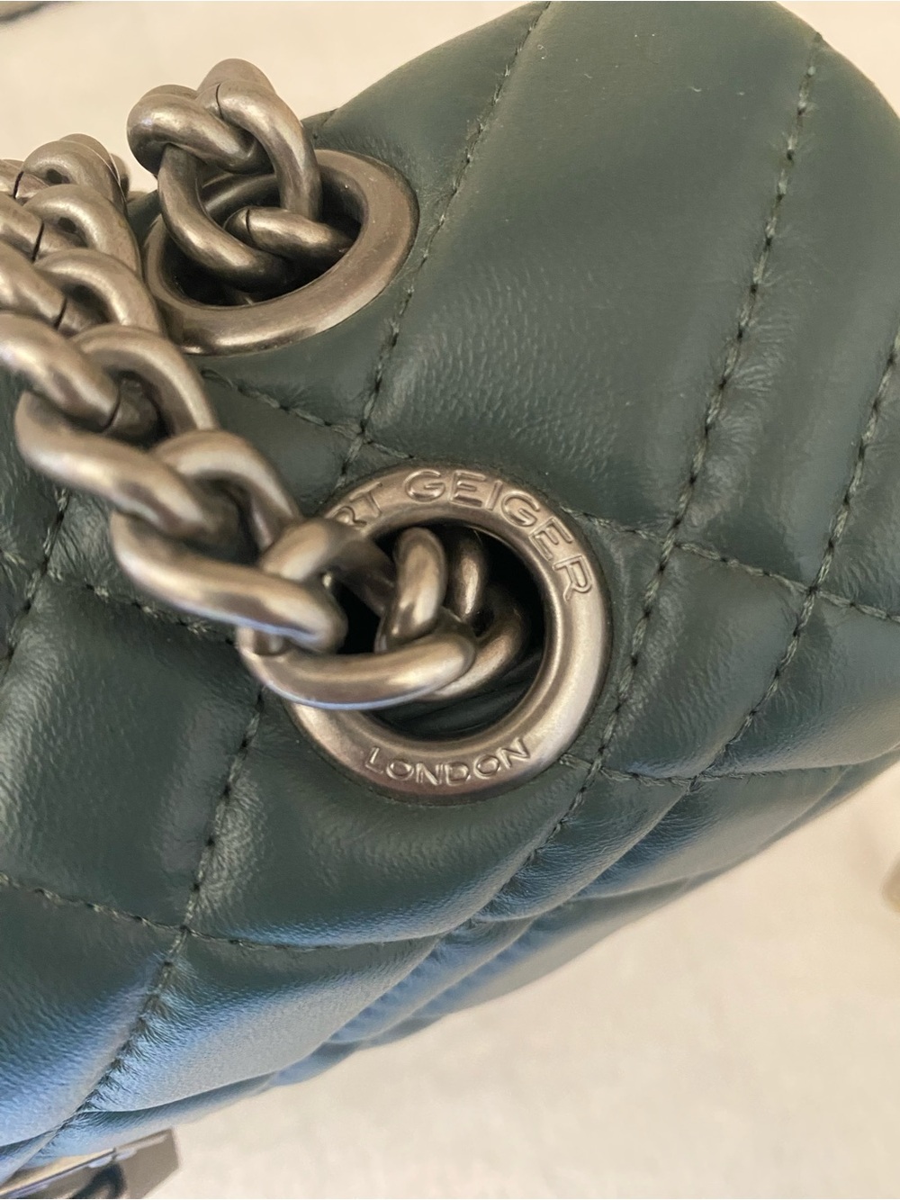 Kurt Geiger London Brixton Quilted Dark Green Leather Shoulder Bag NWT - Picture 10 of 12